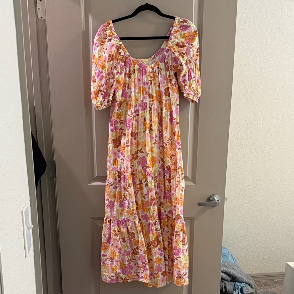 Billabong Floral Maxi Dress with Puff Sleeves